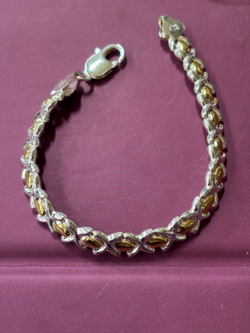 Two-Tone Gold & 925 Silver Women's Link Bracelet
